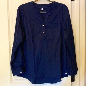 NWOT Large Navy Blue Polyester Lightweight Tunic